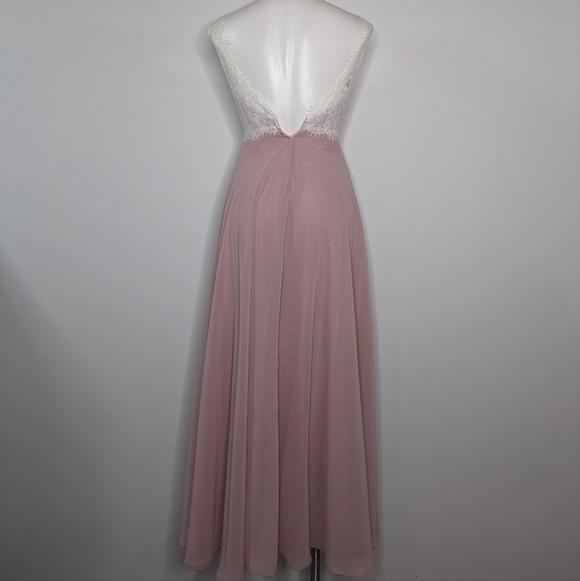 Christina Wu pink white lace two tone sleeveless bridesmaid dress 0 - Picture 5 of 11